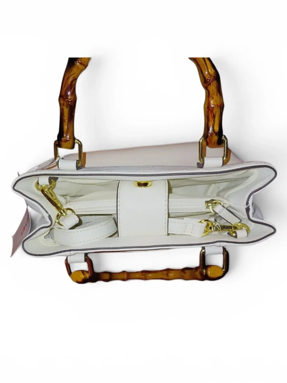NWT Liz Claiborne Claudia Mini Satchel White Bamboo Handle Handbag